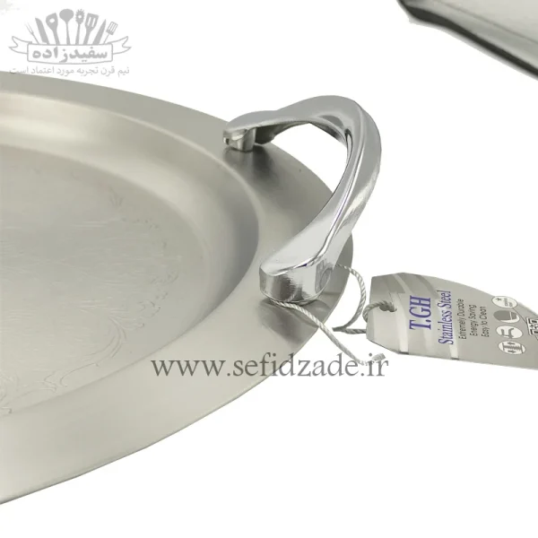 سینی پذیرایی استیل گرد قیطاسی کد 1003