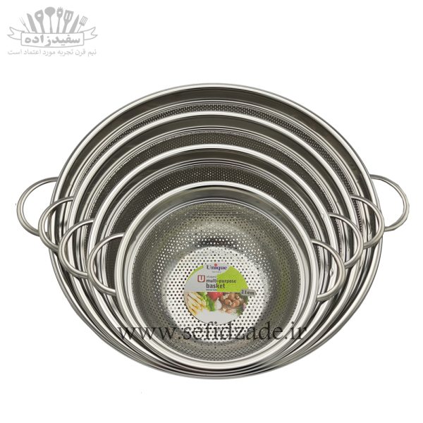 سرویس آبکش پانچ لبه بلند استیل 4 پارچه یونیک