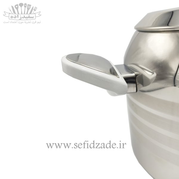 کتری و قوری استیل دستی لوکس دسته سفید 5 لیتری
