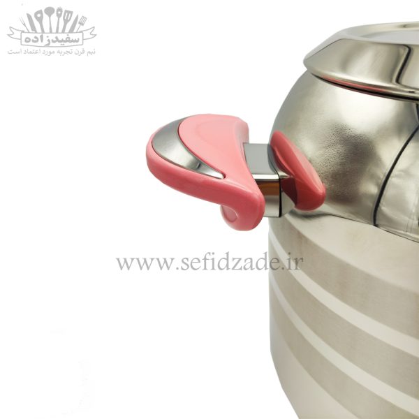 کتری و قوری استیل دستی لوکس دسته صورتی 5 لیتری