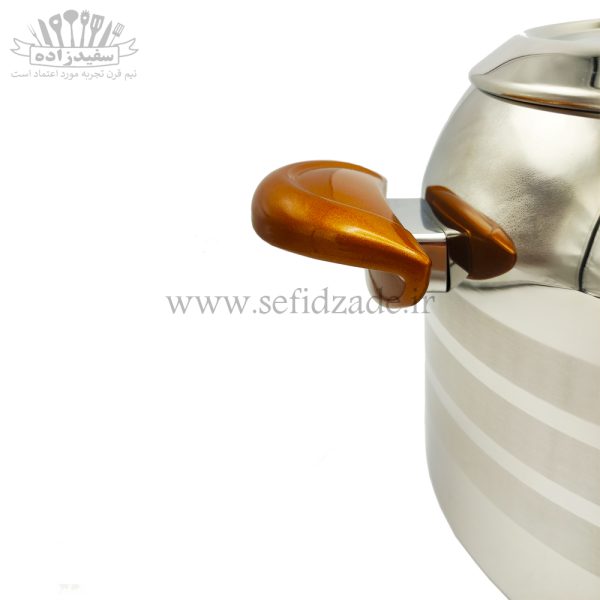 کتری و قوری استیل دستی لوکس دسته عسلی 5 لیتری