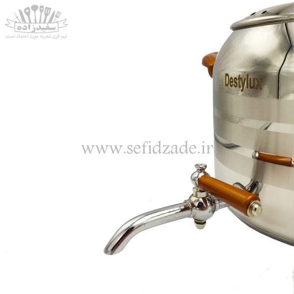 کتری و قوری استیل دستی لوکس دسته عسلی 5 لیتری