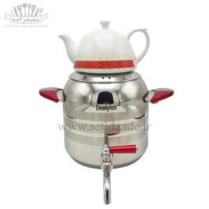 کتری و قوری استیل دستی لوکس دسته قرمز 5 لیتری