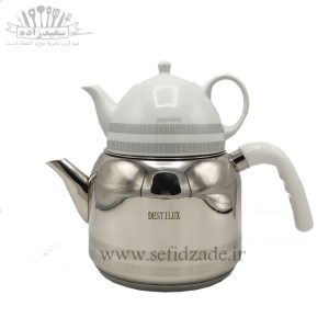 کتری و قوری لوله دار دستی لوکس دسته سفید 3 لیتری