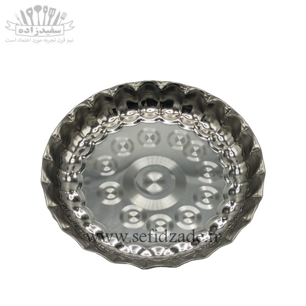 سینی استیل لب کنگره طرح موج سایز 20 سانتی