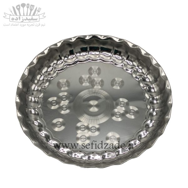 سینی استیل لب کنگره طرح موج سایز 23 سانتی