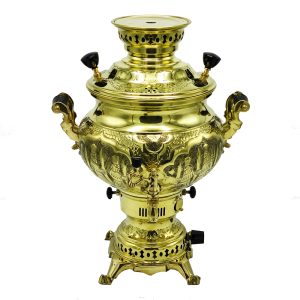 سماور گازی شاهکار مدل مهدیس قلمزده زرد 6 لیتری