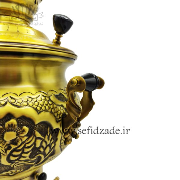 سماور گازی شاهکار مدل مهدیس قلمزده گل آنتیک 8 لیتری