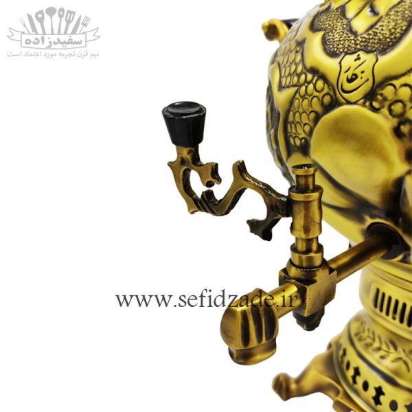 سماور گازی شاهکار مدل مهدیس قلمزده گل آنتیک 8 لیتری