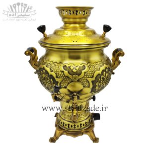 سماور گازی شاهکار مدل مهدیس قلمزده گل آنتیک 8 لیتری