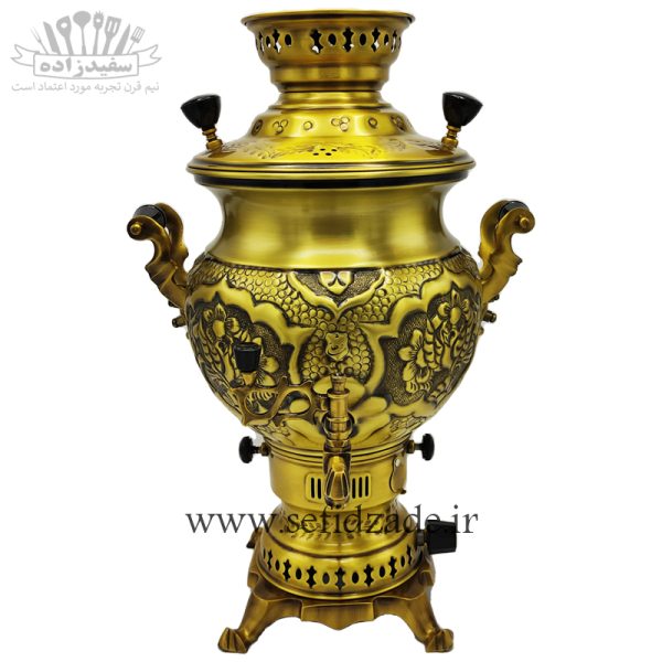 سماور گازی شاهکار مدل پانیذ قلمزده آنتیک 7 لیتری