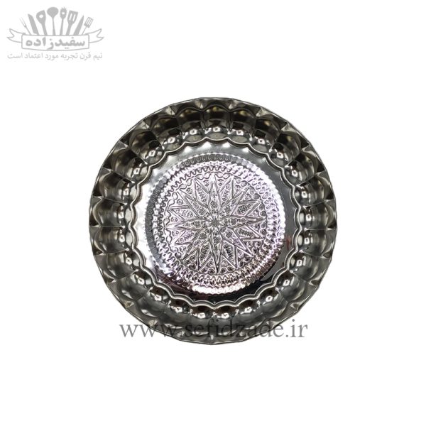 سینی استیل لب کنگره طرح لوزی سایز 20 سانتی
