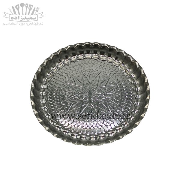 سینی استیل لب کنگره طرح لوزی سایز 29 سانتی 0/5