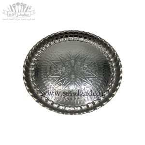 سینی استیل لب کنگره طرح لوزی سایز 36 سانتی