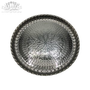 سینی استیل لب کنگره طرح لوزی سایز 44 سانتی