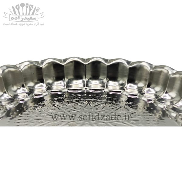 سینی استیل لب کنگره طرح لوزی سایز 24 سانتی