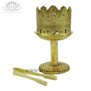 منقل اسفنددودکن پایه دار رومی رنگ طلایی