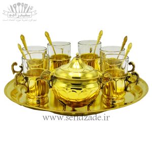 سرویس چایی خوری 20 پارچه برنجی مدل ترکدار