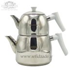 کتری و قوری لوله دار دستی لوکس 803 دسته سفید 2.5 لیتری
