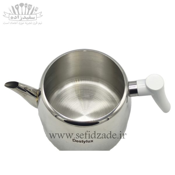 کتری و قوری لوله دار دستی لوکس 803 دسته سفید 2.5 لیتری