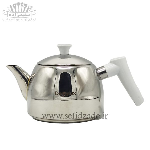 کتری و قوری لوله دار دستی لوکس 803 دسته سفید 2.5 لیتری