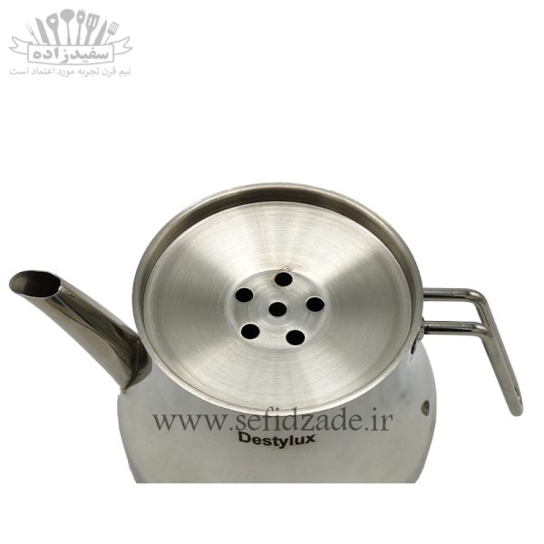 کتری و قوری لوله دار دستی لوکس 801 دسته استیل 2.7 لیتری