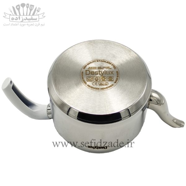 کتری و قوری لوله دار دستی لوکس 802 دسته سفید 2.5 لیتری