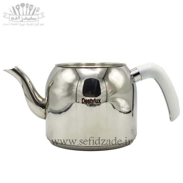 کتری و قوری لوله دار دستی لوکس 802 دسته سفید 2.5 لیتری