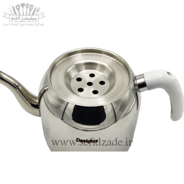 کتری و قوری لوله دار دستی لوکس 802 دسته سفید 2.5 لیتری