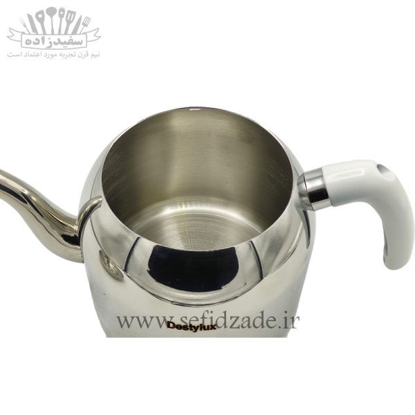 کتری و قوری لوله دار دستی لوکس 802 دسته سفید 2.5 لیتری