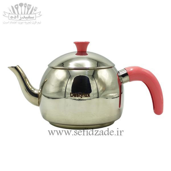 کتری و قوری لوله دار دستی لوکس 802 دسته صورتی 2.5 لیتری