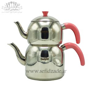 کتری و قوری لوله دار دستی لوکس 802 دسته صورتی 2.5 لیتری