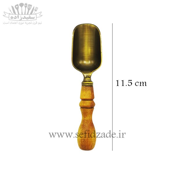 قاشق آجیل خوری سرتاس دسته چوبی کوچک نوین