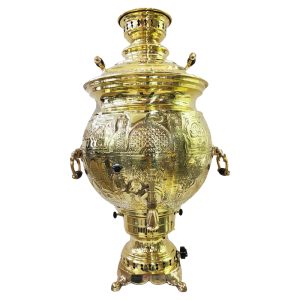 سماور گازی شاهکار قلمزده حرم امام حسین زرد 40 لیتری