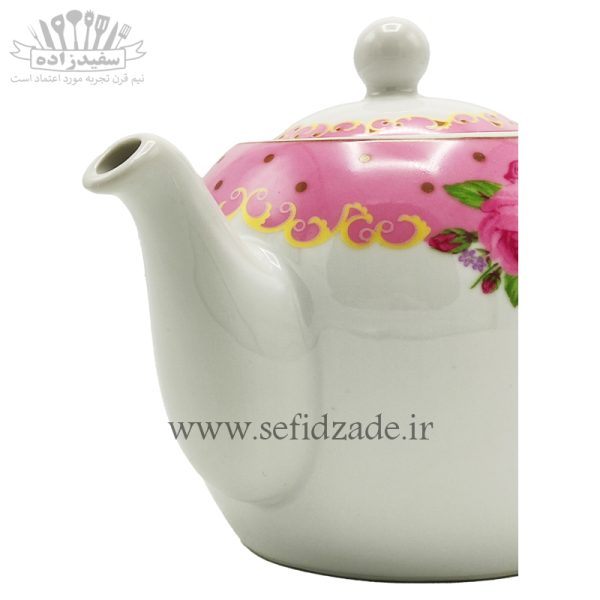 قوری چینی شکس (SHEX) مدل مجید گل صورتی 750ml