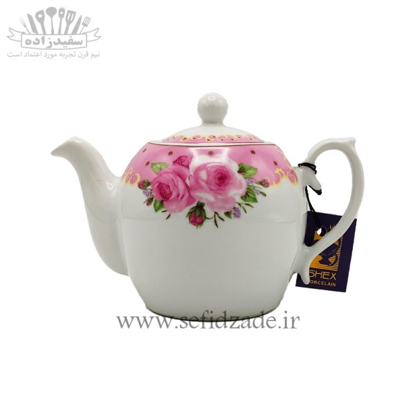 قوری چینی شکس (SHEX) مدل مجید گل صورتی 750ml