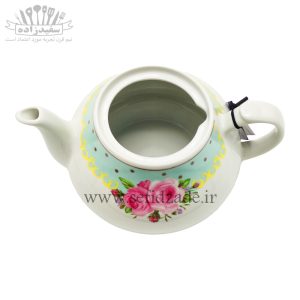 قوری چینی شکس (SHEX) مدل دریا حاشیه آبی کف پهن