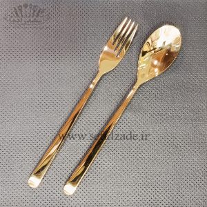 سرویس قاشق چنگال رولنزا 18 نفره 106 پارچه تمام طلایی 036