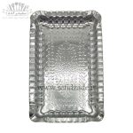 سینی استیل مستطیل لب کنگره طرح لوزی 28×43