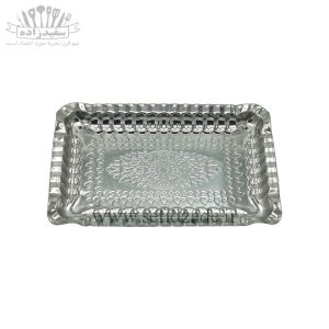 سینی استیل مستطیل لب کنگره طرح لوزی 22×35