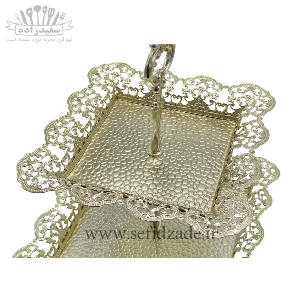 شکلات خوری دو طبقه سلینا یونا مربع نقره ای 2945
