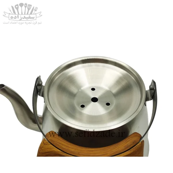 کتری لوله دار کف چدن قیطاسی کاوه 2.5 لیتری دسته طرح چوب 30207