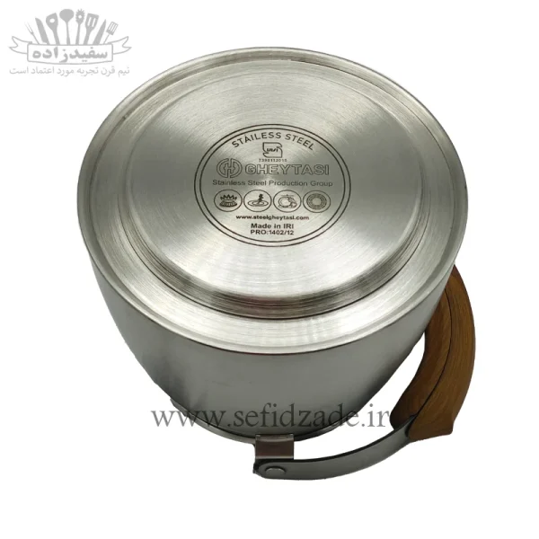 کتری لوله دار کف چدن قیطاسی سپهر 2.5 لیتری دسته طرح چوب 30407