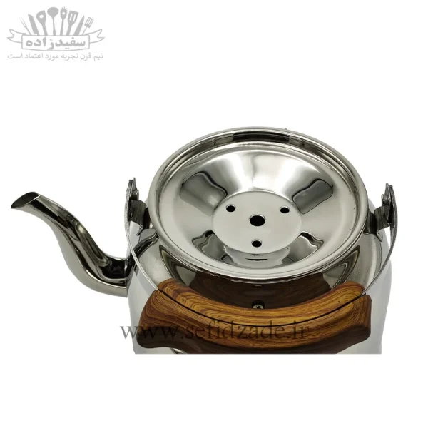 کتری لوله دار کف چدن قیطاسی کارن 3 لیتری دسته طرح چوب 30705