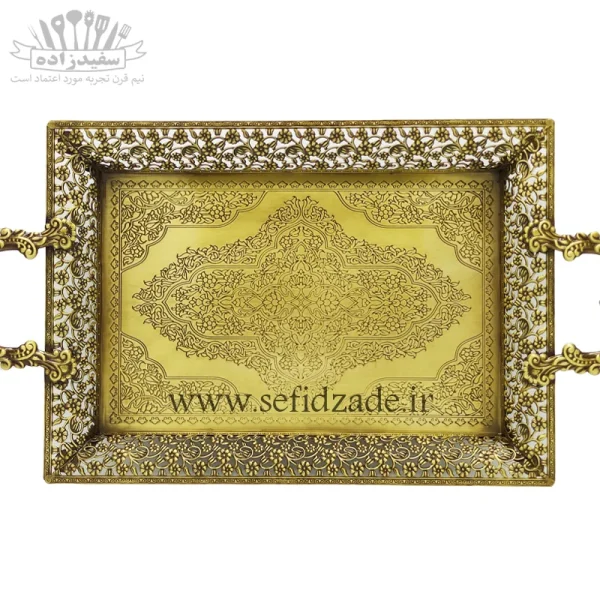 سینی پذیرایی مستطیل سلینا مدل گلریز آنتیک