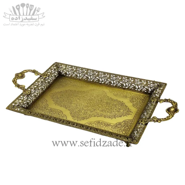 سینی پذیرایی مستطیل سلینا مدل گلریز آنتیک