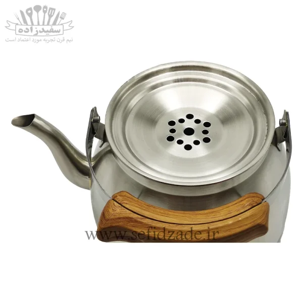 کتری لوله دار کف چدن قیطاسی میترا 3.5 لیتری دسته طرح چوب 5008