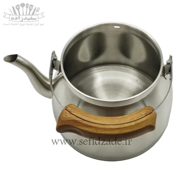 کتری لوله دار کف چدن قیطاسی میترا 3.5 لیتری دسته طرح چوب 5008