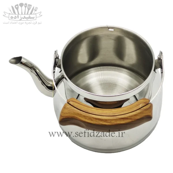 کتری لوله دار کف چدن قیطاسی میترا 3.5 لیتری دسته طرح چوب 5009