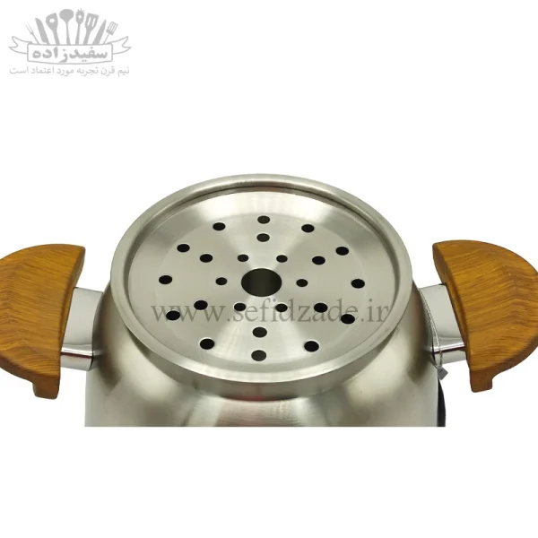 کتری شیردار کف چدن قیطاسی پاسارگاد 5.5 لیتری دسته طرح چوب 6004